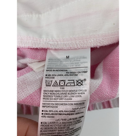 Old Navy Shorts Womens Medium Pink White Striped Linen Blend Pull On Boho - Picture 3 of 9